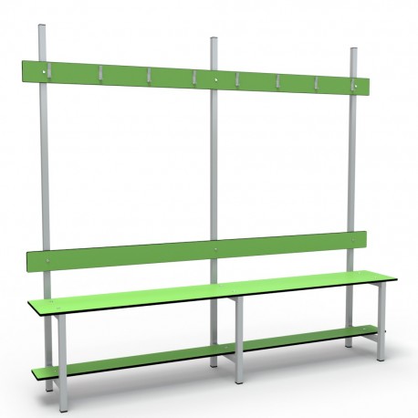2m Single Bench without self - Painted Steel - Green