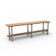 1.5m Simple Bench - Stainless Steel - Wood